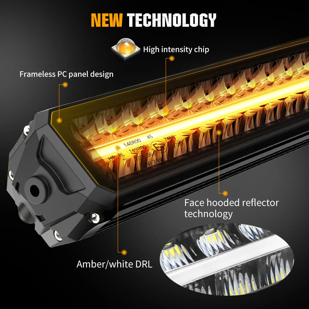 Dual Row LED Light Bar With White/Amber DRL - OM-33-ZH