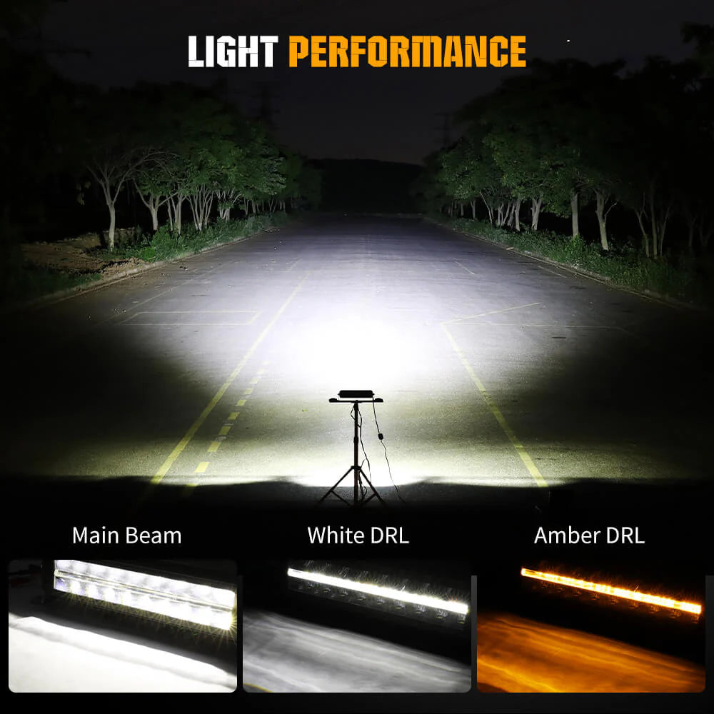 Dual Row LED Light Bar With White/Amber DRL - OM-33-ZH