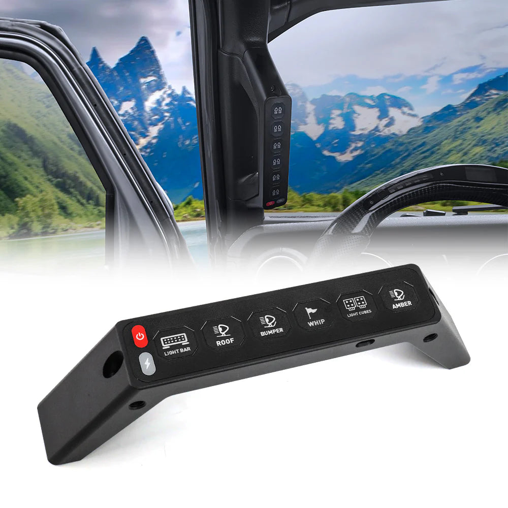 6 Gang Switch Panel Grab Handle With for Jeep Wrangler JL & Gladiator JT