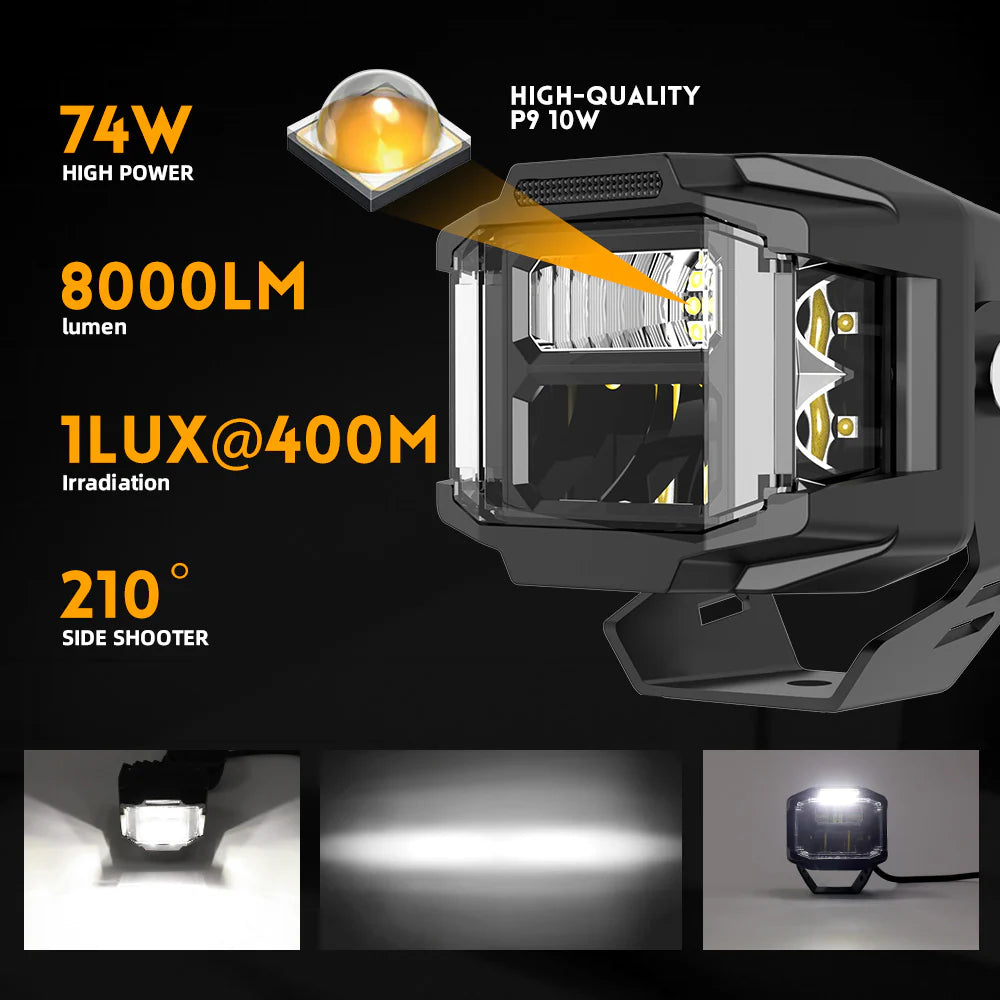 3 Inch White Beam Side Shooter Led Light Pods w/ White DRL - OM-F996DZ-3