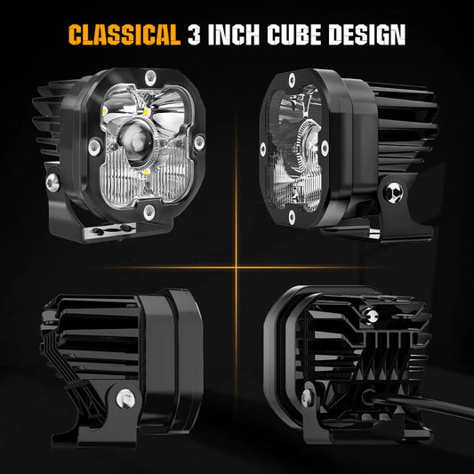 3 Inch Cube Off-Road Combo-Beam Lights - OM-L030