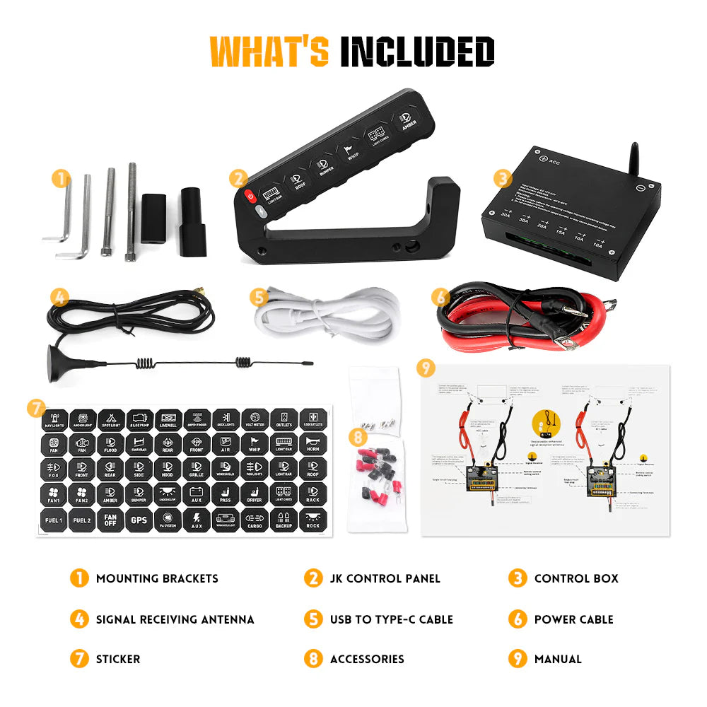 6 Gang Switch Panel Grab Handle for Jeep Wrangler JK