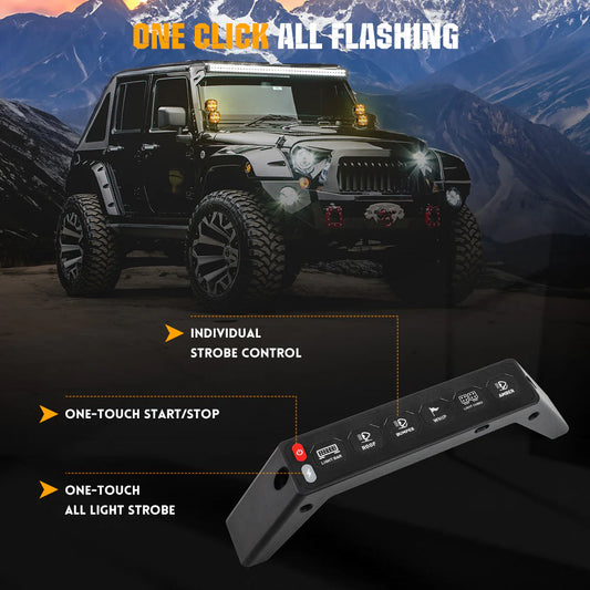 6 Gang Switch Panel Grab Handle With for Jeep Wrangler JL & Gladiator JT