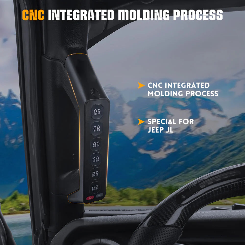 6 Gang Switch Panel Grab Handle With for Jeep Wrangler JL & Gladiator JT