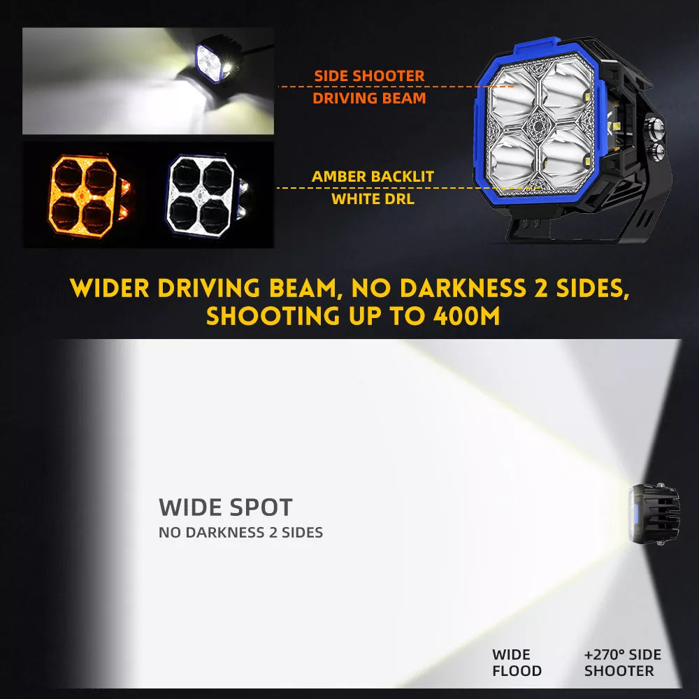 3inch Side Shooter Ditch Lights With White & Amber DRL- OM-F993-3