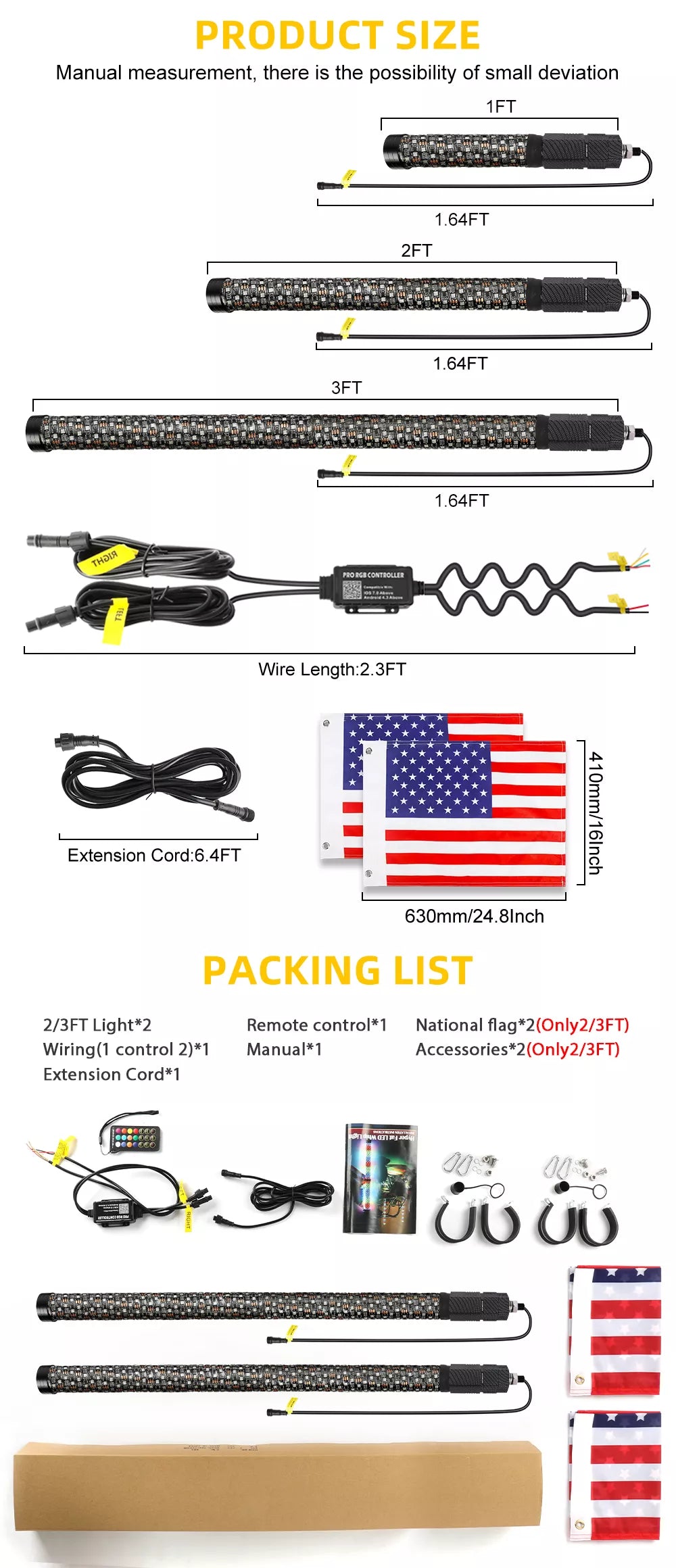 Fatty Whip Lights - 1.75 In Dia x 2ft - OM-829F