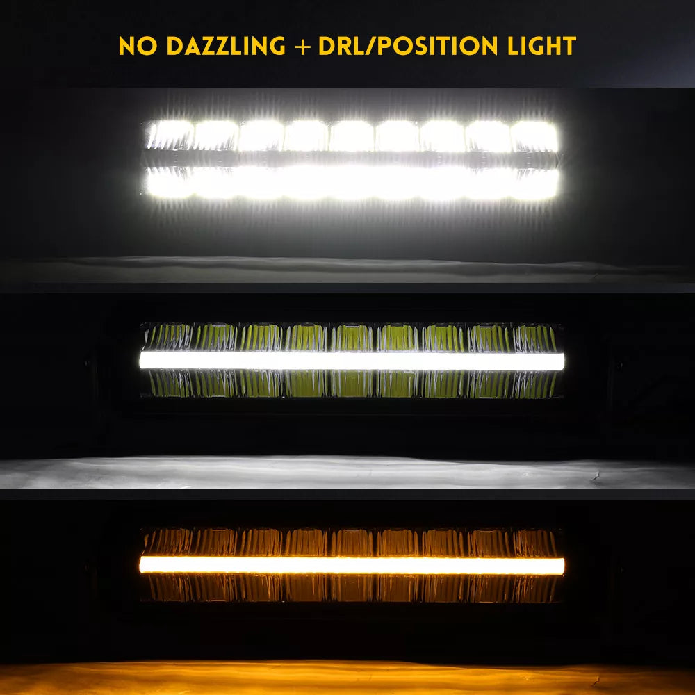 Dual Row LED Light Bar With White/Amber DRL - OM-33-ZH