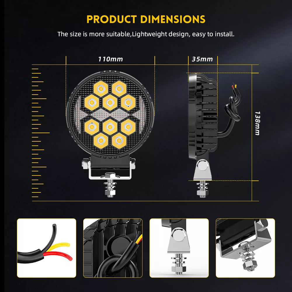 4 Inch Round LED Work / Off-Road Light - OM-930D-12