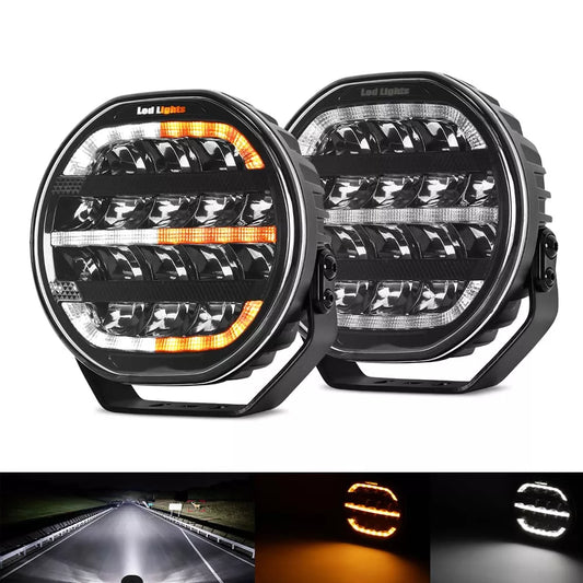 7 Inch Driving Light with White & Amber Dynamic Position Light OM-901V-CG-16