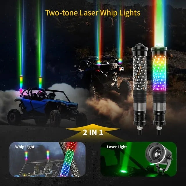 Fatty Combo Laser Whip Lights - 2.1 In Dia x 2ft  - OM-829LF-2X2