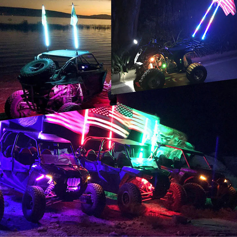 3FT LED - RGB Whip Lights - 1 In Dia