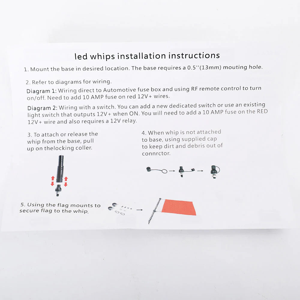 3FT LED - RGB Whip Lights - 1 In Dia