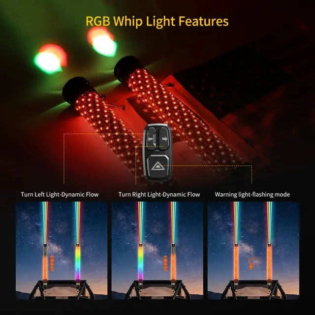 Fatty Combo Laser Whip Lights - 2.1 In Dia x 2ft  - OM-829LF-2X2