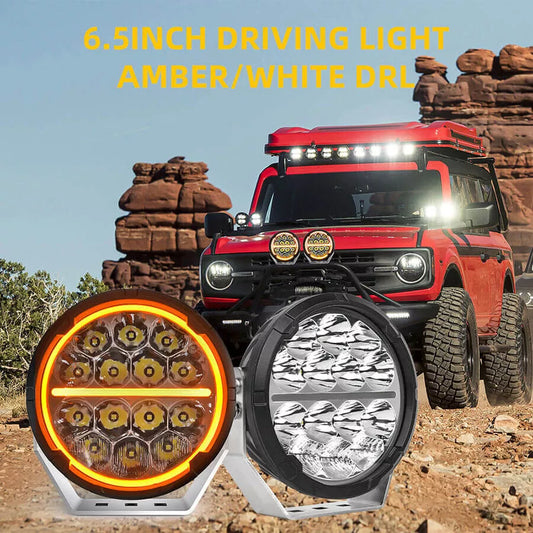 7 Inch Off-Road Lights w/ White-Amber DRL - OM-D065-7