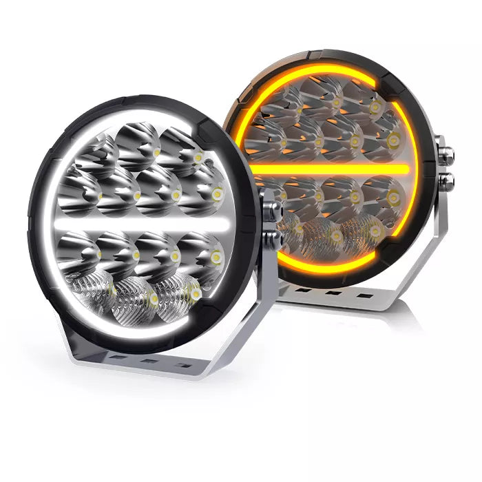 7 Inch Off-Road Lights w/ White-Amber DRL - OM-D065-7