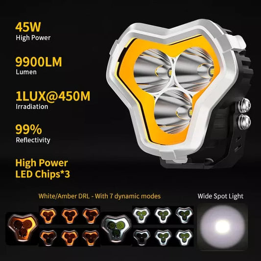 4 inch 3 pod light with Dynamic Chasing DRL