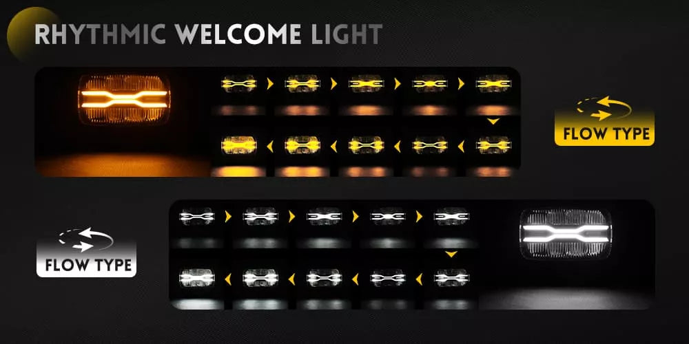 9 inch Rectangle  Driving Lights w/ Amber-White Dynamic Position Light OM-D959-8