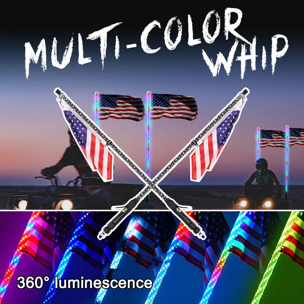 3FT LED - RGB Whip Lights - 1 In Dia