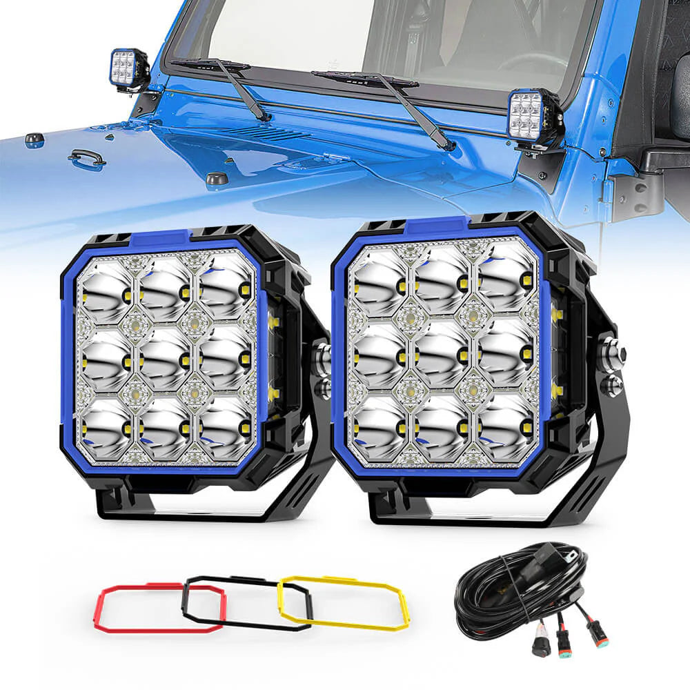 5 inch Side Shooter Ditch Lights With White & Amber DRL- OM-F993-5