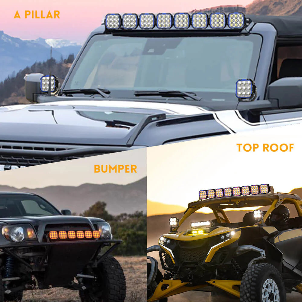 5 inch Side Shooter Ditch Lights With White & Amber DRL- OM-F993-5