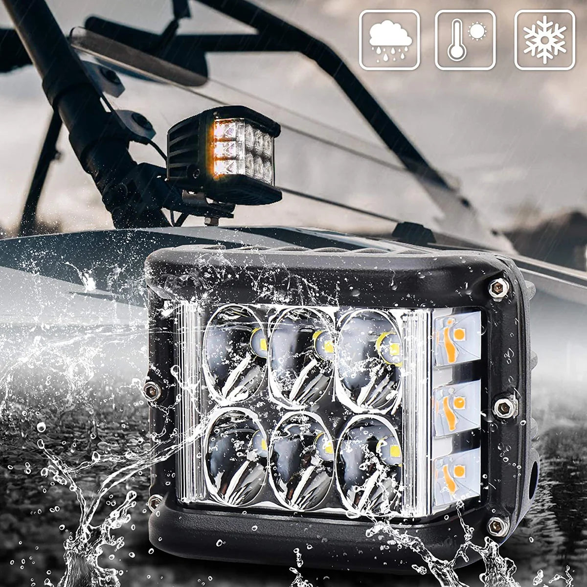 3 Inch Rectangle LED Work / Off-Road Light / Amber Side Shooter- OM-996-BS