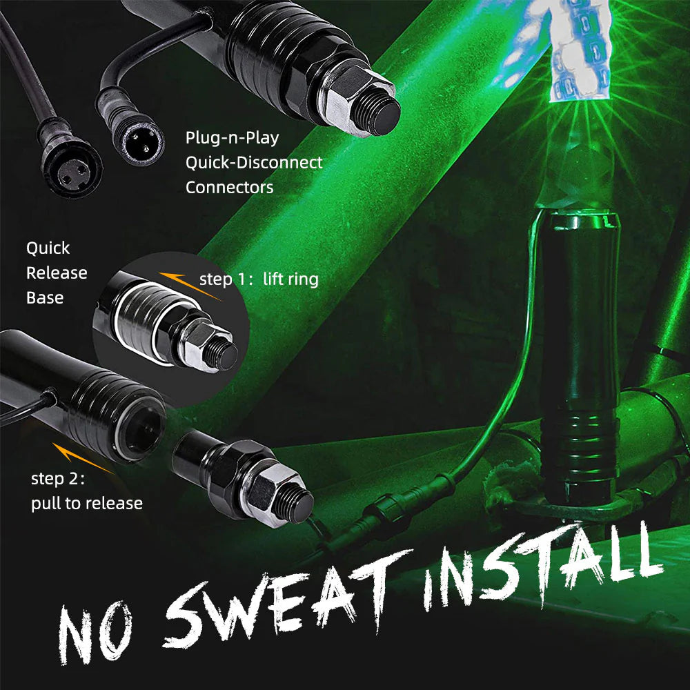 3FT LED - RGB Whip Lights - 1 In Dia