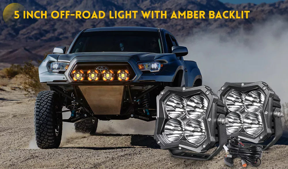 5 Inch Off-Road Spot Lights Amber DRL - OM-954M-D