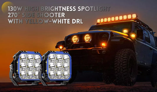 5 inch Side Shooter Ditch Lights With White & Amber DRL- OM-F993-5